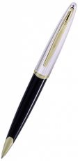Шариковая ручка WATERMAN Carene De Luxe (S0700000) черный/серебристый (M) чернила: синий позолота 23К